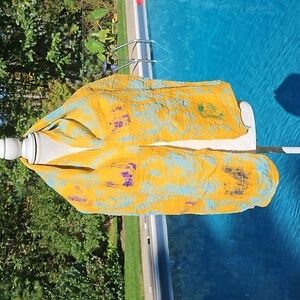 Scarf Handcrafted Wool and Silk New 59x14"  Fall Oranges Brown Turqoise Unique